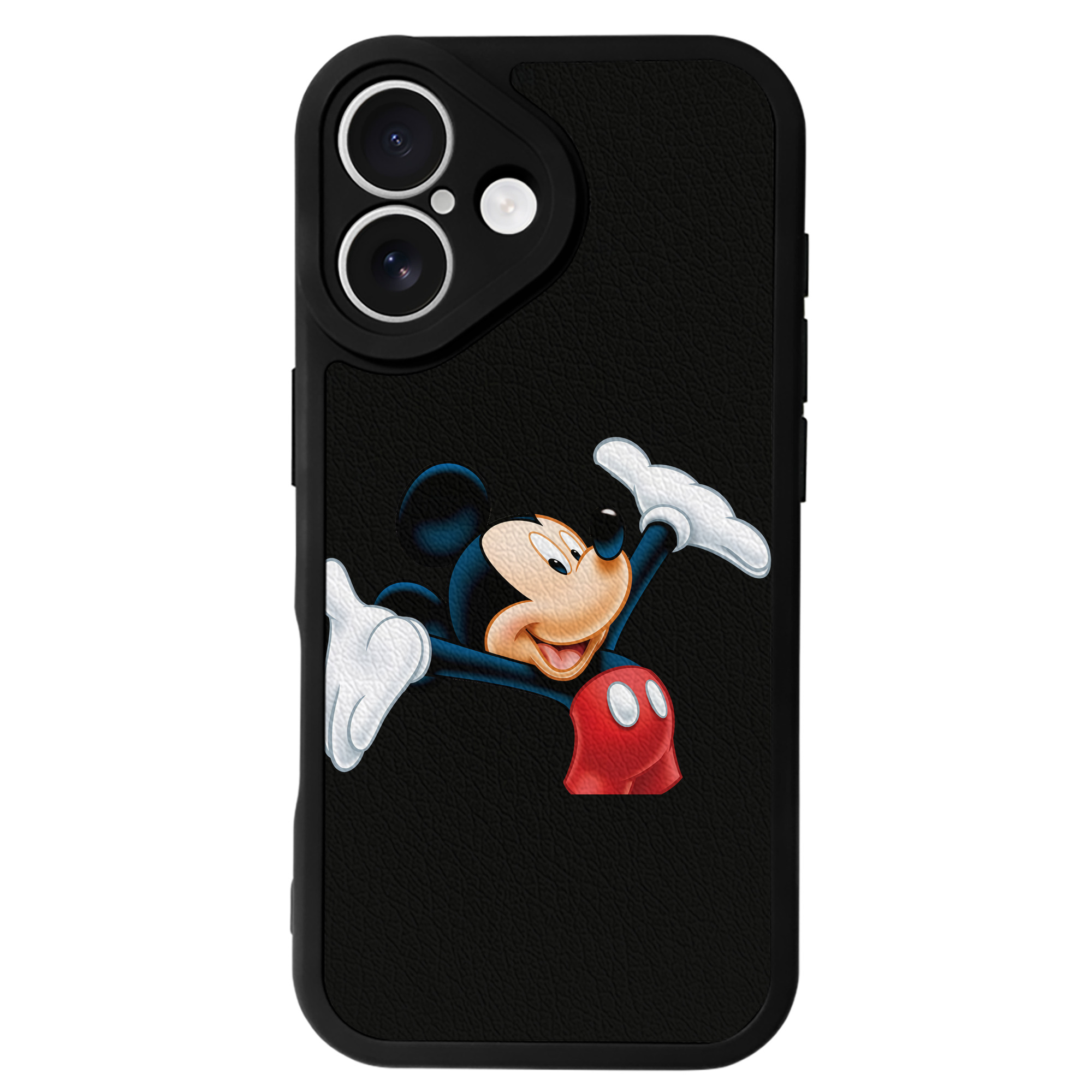 （画像用） ミッキーマウス Mickey Mouse 【iPhone 16シリーズ対応】シリコンスマホケース（レザー調） 材質：シリコン